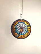 Glass Diamond Cut edge Spider SunCatcher Ornament - Bauble - Decoration - Stocking filler - Stained Glass - Gift - Present - Halloween