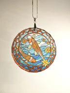 Glass Diamond Cut edge Carp SunCatcher Ornament - Bauble - Decoration - Stocking filler - Stained Glass - Gift - Present - Koi Pond - Jap