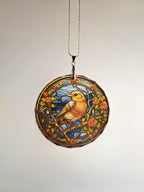 Glass Diamond Cut edge Robin SunCatcher Ornament - Bauble - Decoration - Stocking filler - Stained Glass - Gift - Present - Memorial