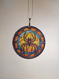 Glass Diamond Cut edge Spider SunCatcher Ornament - Bauble - Decoration - Stocking filler - Stained Glass - Gift - Present - Halloween