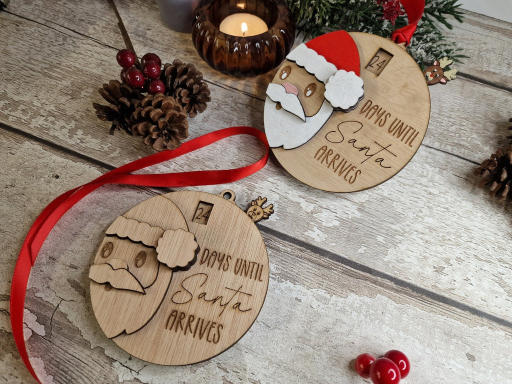 Santa Christmas countdown bauble - Beautiful xmas decoration - Father Christmas - Childrens Tradition - Naughty Elf - Decor - Decoration -