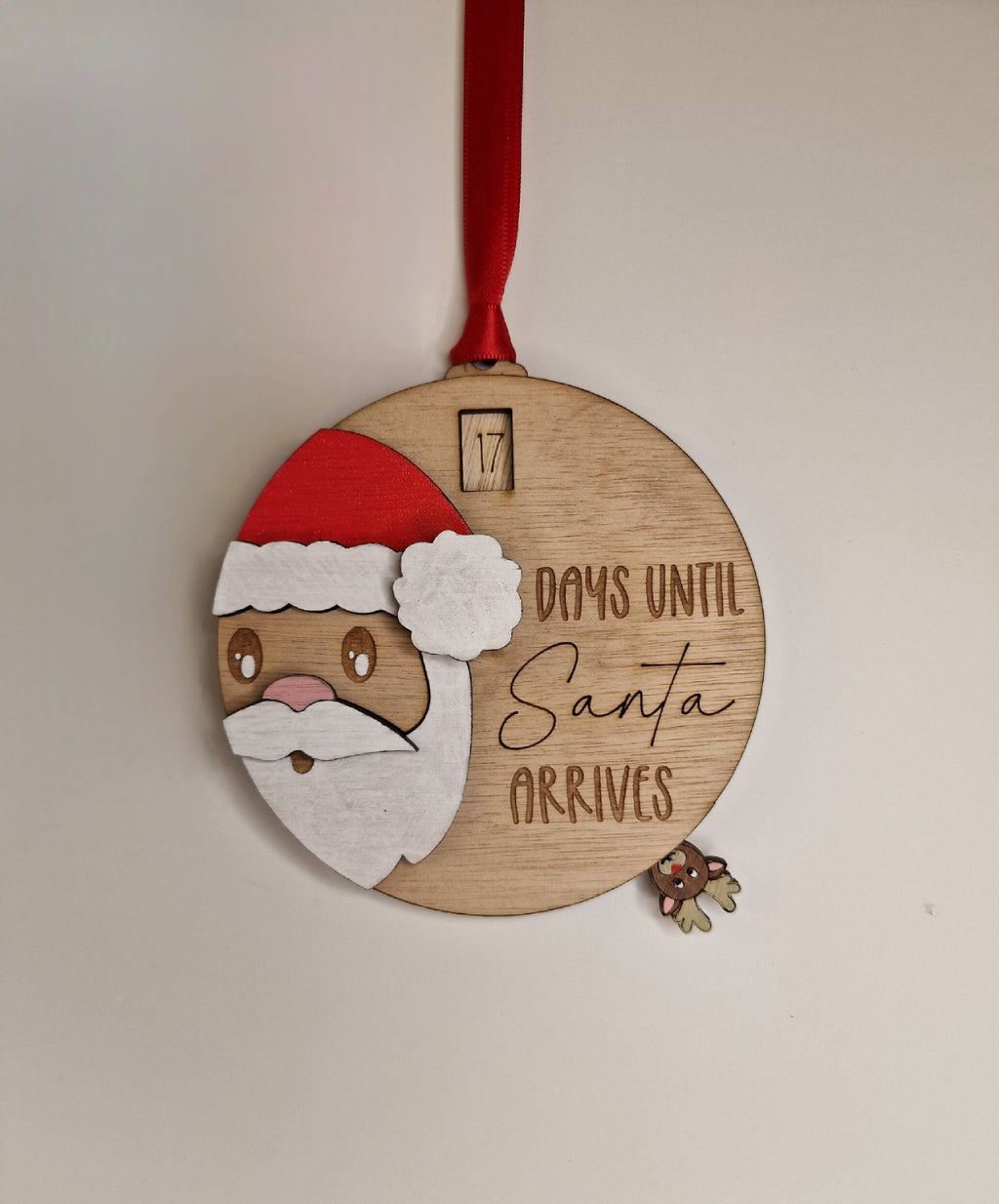 Santa Christmas countdown bauble - Beautiful xmas decoration - Father Christmas - Childrens Tradition - Naughty Elf - Decor - Decoration -