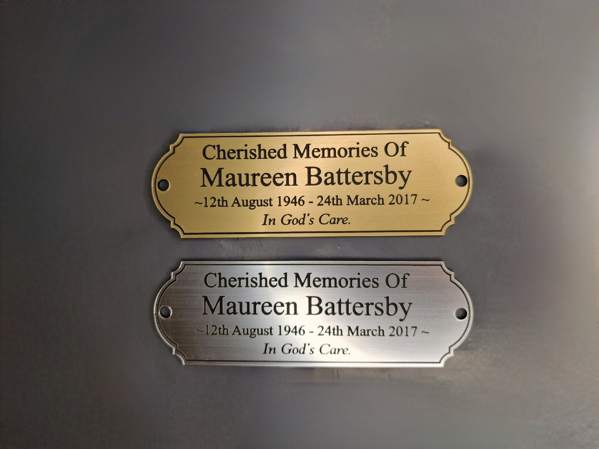 Personalised Memorial Bench Plaque - Anniversary - Garden - Tree - Commemoration - Urn - Casket - Grave marker - Indoor - Outdoor - Pet