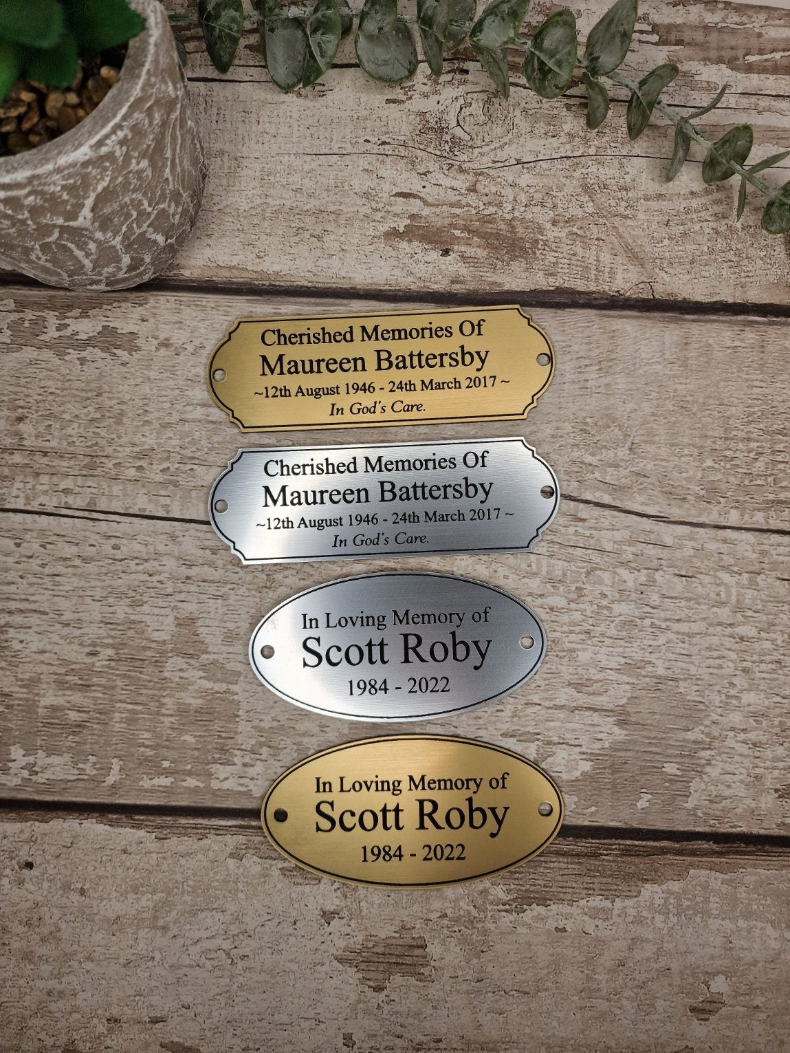 Personalised Memorial Bench Plaque - Anniversary - Garden - Tree - Commemoration - Urn - Casket - Grave marker - Indoor - Outdoor - Pet