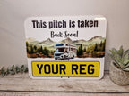 Personalised Motorhome Campsite Pitch Reserved Sign - Camper Van - Stake - Camping - Family - Pitch Saver - Colour print - All weather