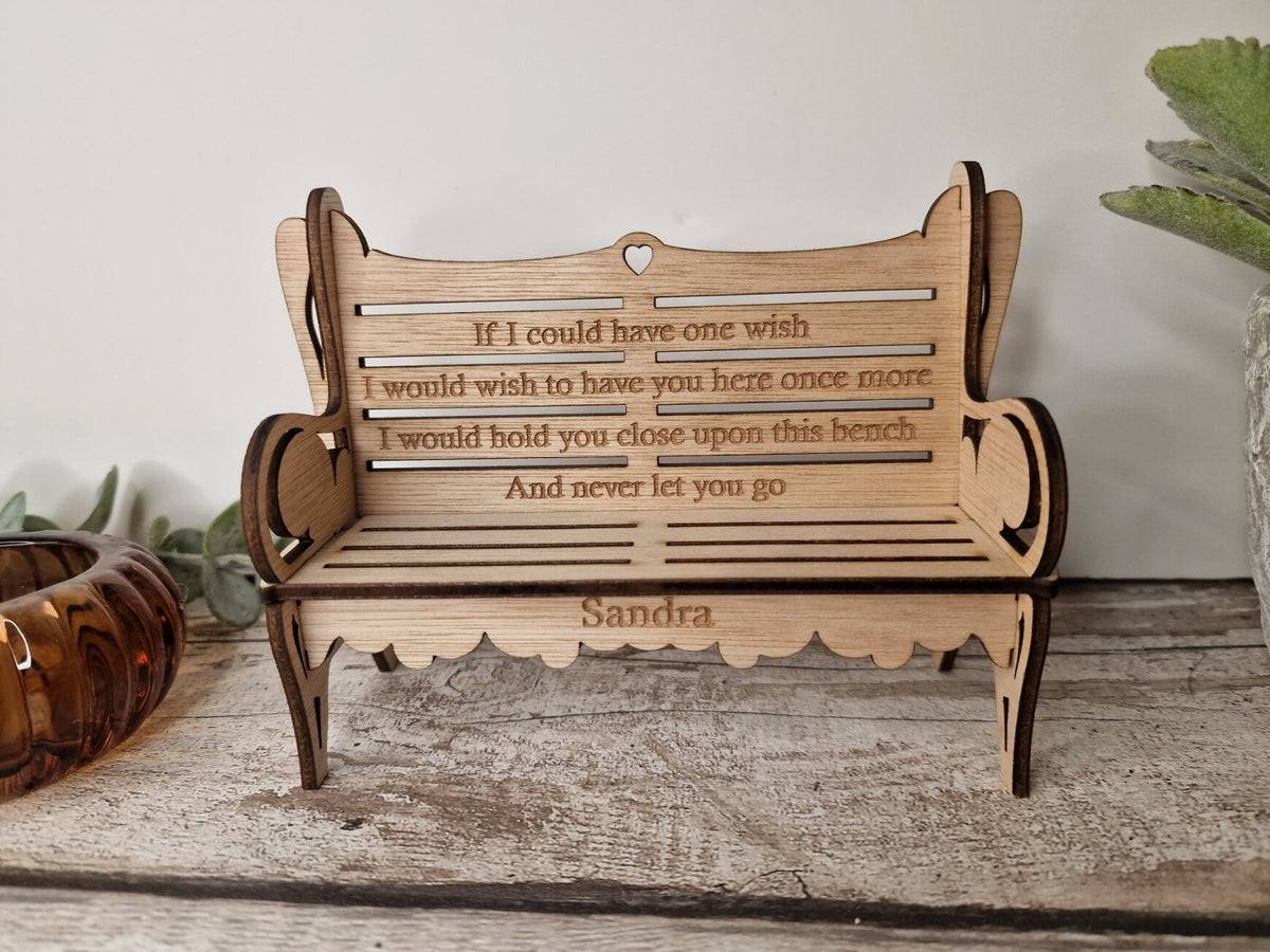 Personalised Memorial bench grave decor, Ornament - Memory - Indoor - Outdoor - Garden - Caravan - Grave side - Home - Poem - Seat - Gift