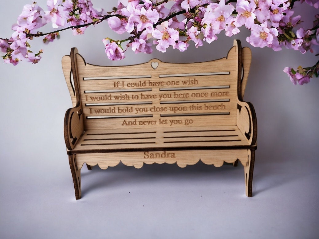 Personalised Memorial bench grave decor, Ornament - Memory - Indoor - Outdoor - Garden - Caravan - Grave side - Home - Poem - Seat - Gift