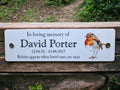 Personalised Robin Memorial Bench Plaque - Anniversary - Garden - Tree - Commemoration - Urn - Casket - Grave marker - Indoor - Outdoor