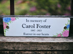 Personalised Floral Memorial Bench Plaque - Anniversary - Garden - Tree - Commemoration - Urn - Casket - Grave marker - Indoor - Outdoor