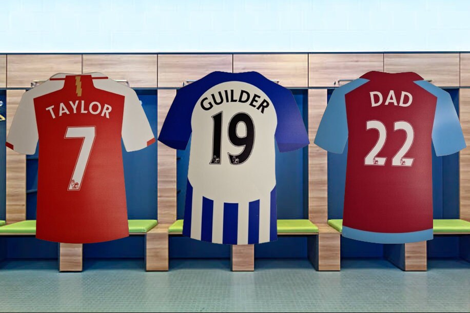 Personalised Football Shirt - 20 Teams to choose from - Bedroom decor - Soccer - Door sign - Wall name - Decoration - Mural - Boy - Girl
