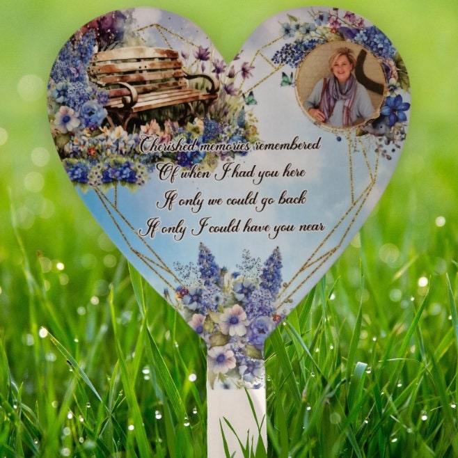 Personalised Heart Grave Marker - Temporary headstone, outdoor, remembering your loved ones - Angel - Xmas - Gift - Grave Decor - Funeral