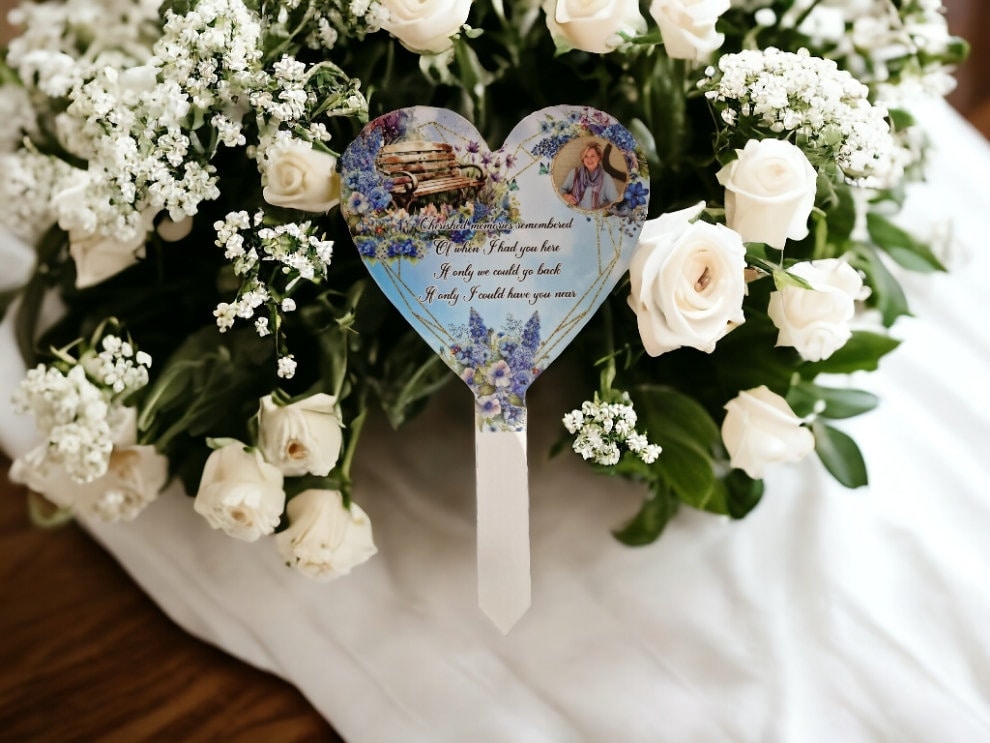 Personalised Heart Grave Marker - Temporary headstone, outdoor, remembering your loved ones - Angel - Xmas - Gift - Grave Decor - Funeral
