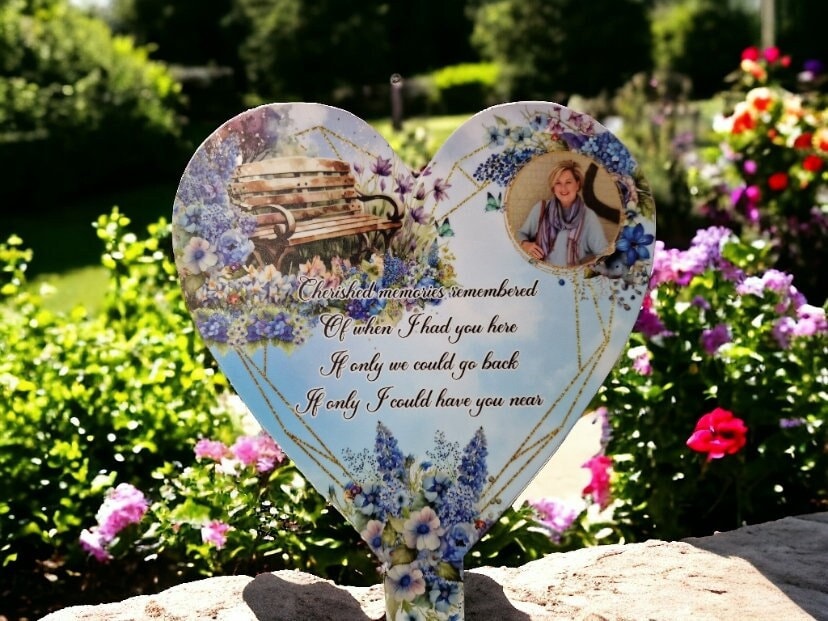 Personalised Heart Grave Marker - Temporary headstone, outdoor, remembering your loved ones - Angel - Xmas - Gift - Grave Decor - Funeral