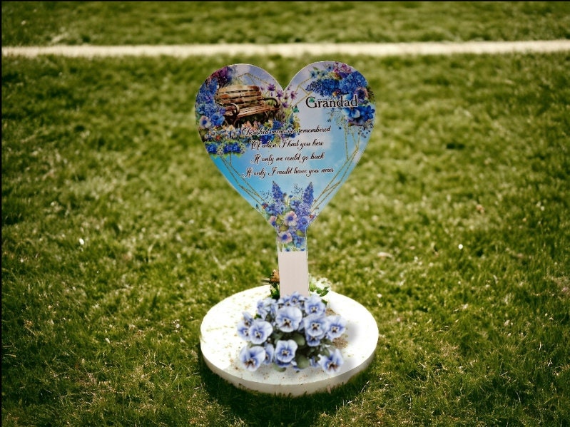Personalised Heart Grave Marker - Temporary headstone, outdoor, remembering your loved ones - Angel - Xmas - Gift - Grave Decor - Funeral