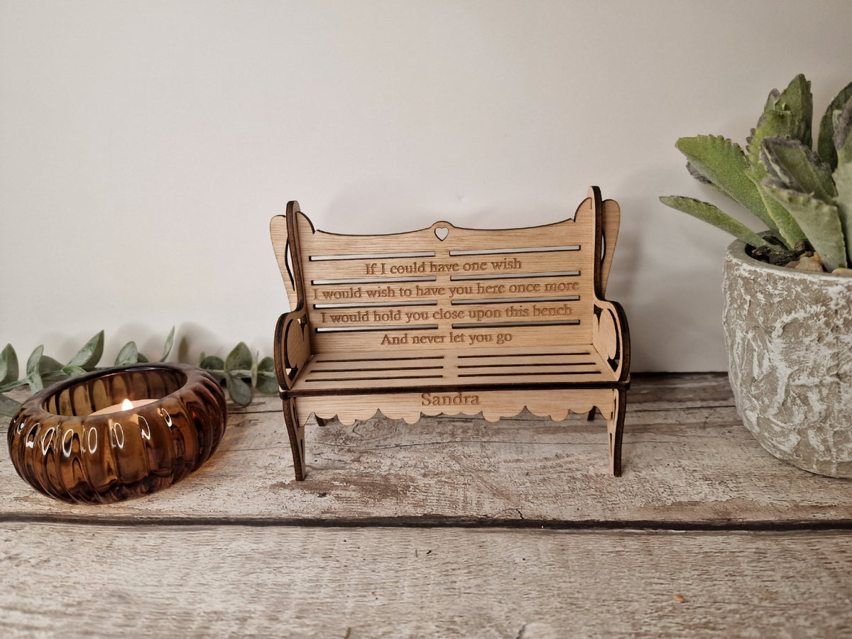 Personalised Memorial bench grave decor, Ornament - Memory - Indoor - Outdoor - Garden - Caravan - Grave side - Home - Poem - Seat - Gift