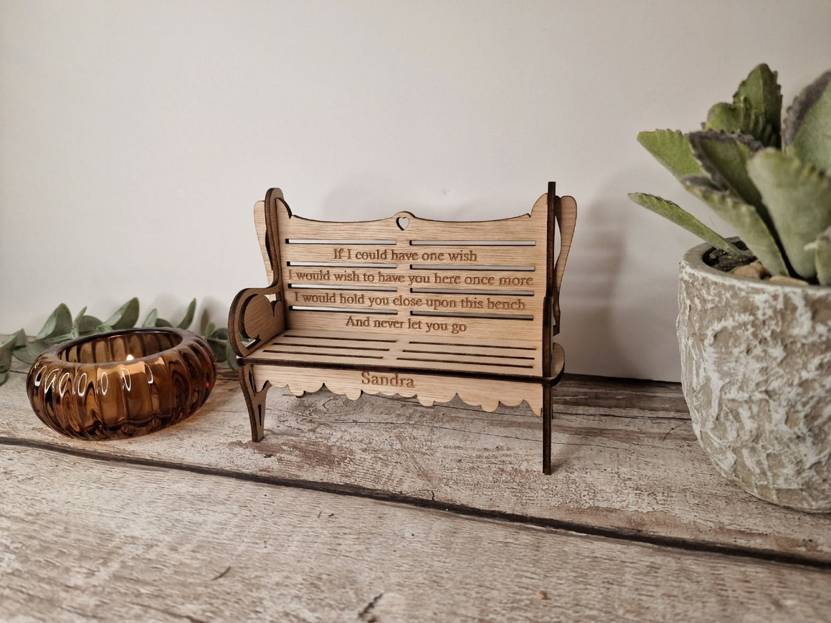 Personalised Memorial bench grave decor, Ornament - Memory - Indoor - Outdoor - Garden - Caravan - Grave side - Home - Poem - Seat - Gift