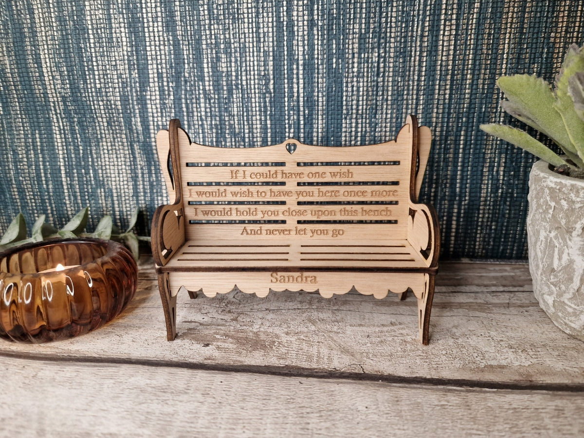 Personalised Memorial bench grave decor, Ornament - Memory - Indoor - Outdoor - Garden - Caravan - Grave side - Home - Poem - Seat - Gift