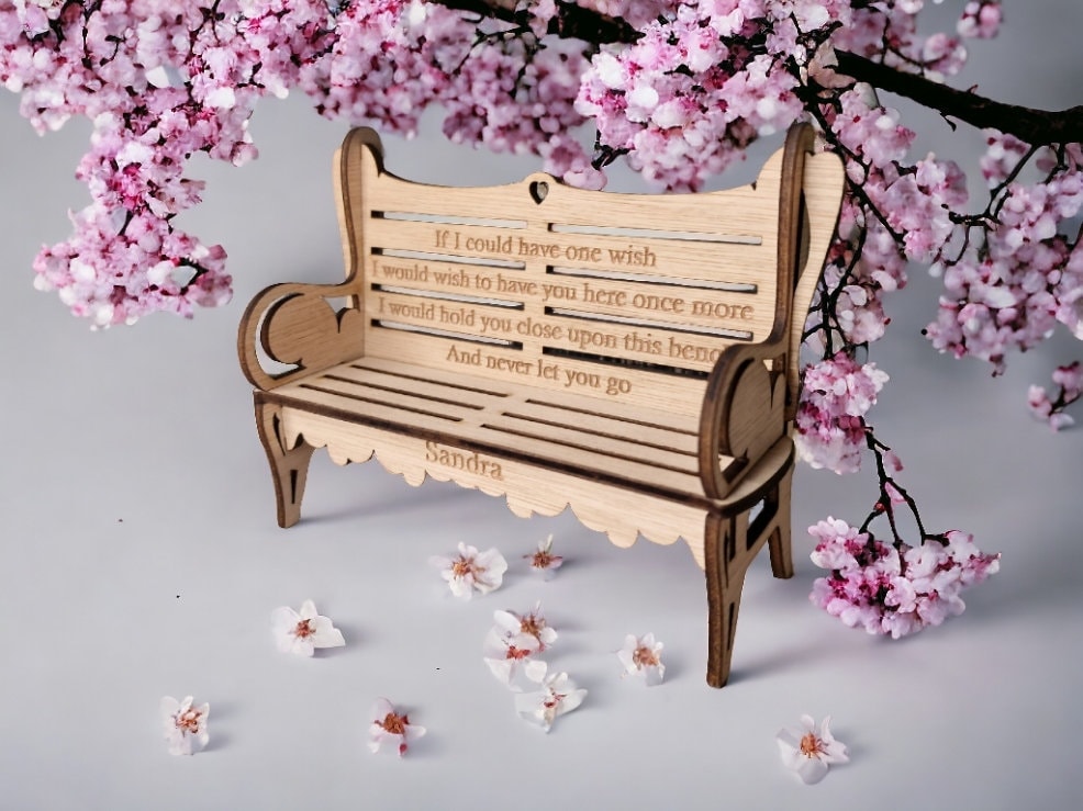 Personalised Memorial bench grave decor, Ornament - Memory - Indoor - Outdoor - Garden - Caravan - Grave side - Home - Poem - Seat - Gift