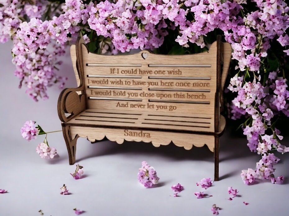 Personalised Memorial bench grave decor, Ornament - Memory - Indoor - Outdoor - Garden - Caravan - Grave side - Home - Poem - Seat - Gift