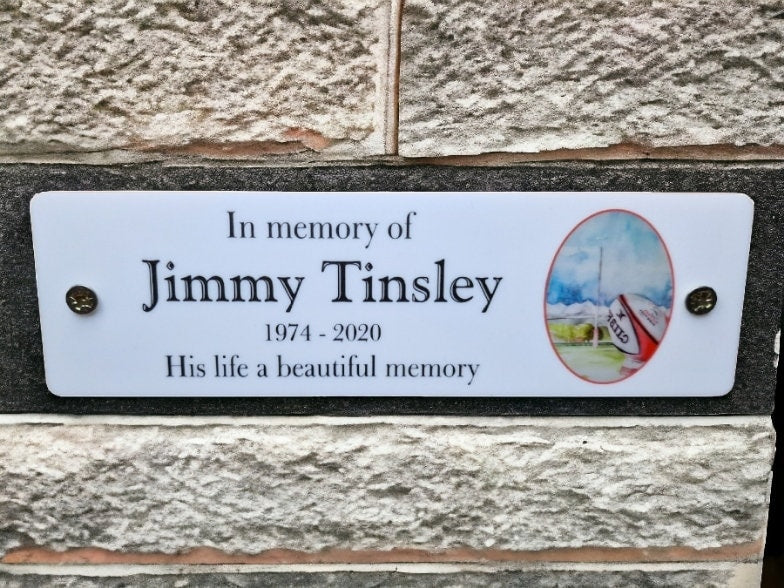 Personalised Rugby Memorial Bench Plaque - Anniversary - Garden - Tree - Commemoration - Urn - Casket - Grave marker - Indoor - Outdoor