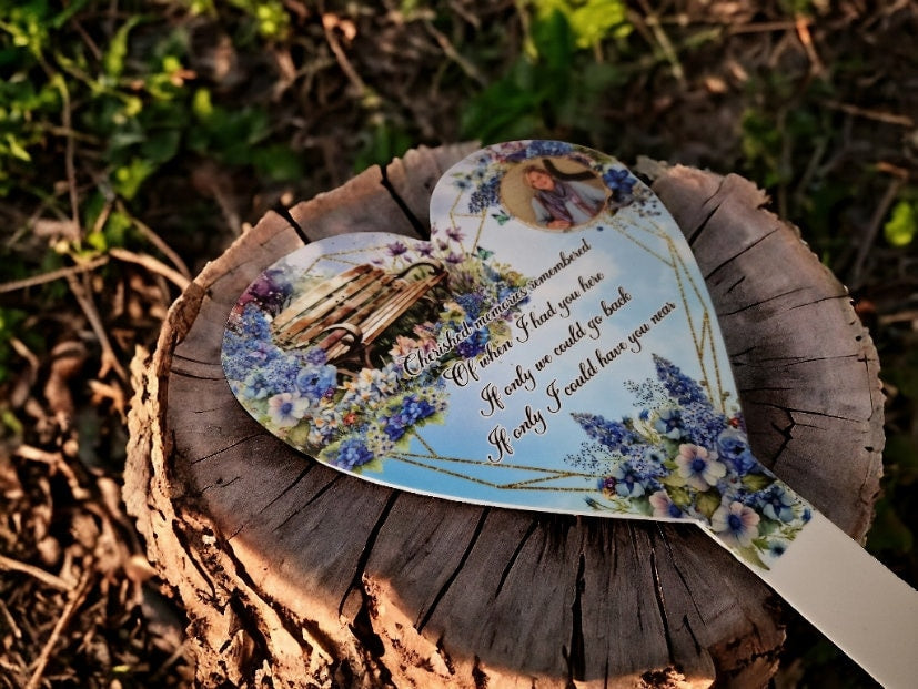 Personalised Heart Grave Marker - Temporary headstone, outdoor, remembering your loved ones - Angel - Xmas - Gift - Grave Decor - Funeral