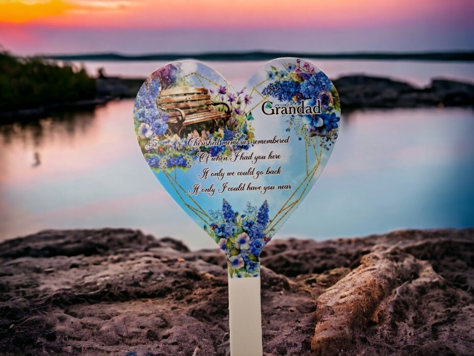 Personalised Heart Grave Marker - Temporary headstone, outdoor, remembering your loved ones - Angel - Xmas - Gift - Grave Decor - Funeral