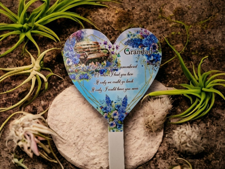 Personalised Heart Grave Marker - Temporary headstone, outdoor, remembering your loved ones - Angel - Xmas - Gift - Grave Decor - Funeral