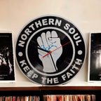 Northern Soul Keep The Faith clock - Wigan Casino - Vintage - Retro - Man Cave - Bar - Decor - made with re-purposed vinyl records - quartz