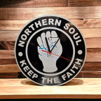 Northern Soul Keep The Faith clock - Wigan Casino - Vintage - Retro - Man Cave - Bar - Decor - made with re-purposed vinyl records - quartz