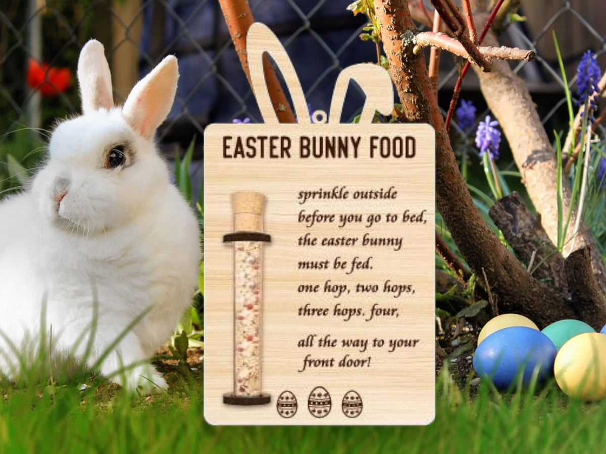 Novelty Easter Bunny Food Bait! Great Easter Gift! Funny - Kids - Child - Stand - Egg Hunt - Chick - Present - Jesus - Wooden