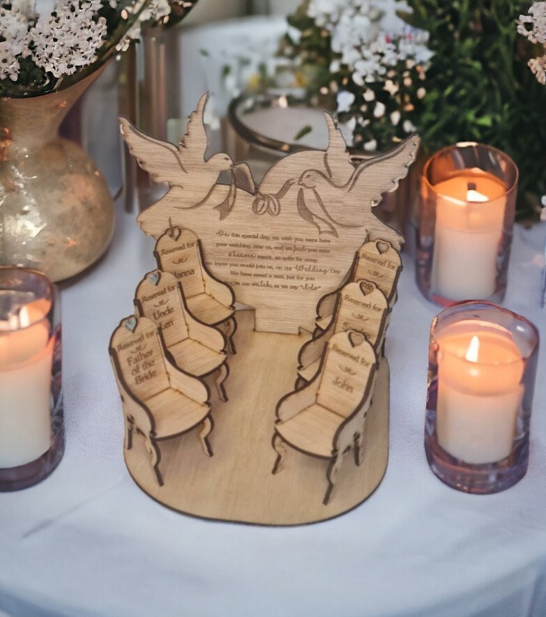 personalised Wedding remembrance ornament to remember loved ones - Marriage gift - present - chairs - Memorial display - Loved ones