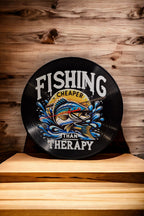 Fishing Fisherman Clock - Carp - Pike - Sea - Angling - Display - Man Cave - Bar - Decor - made with re-purposed vinyl records - quartz