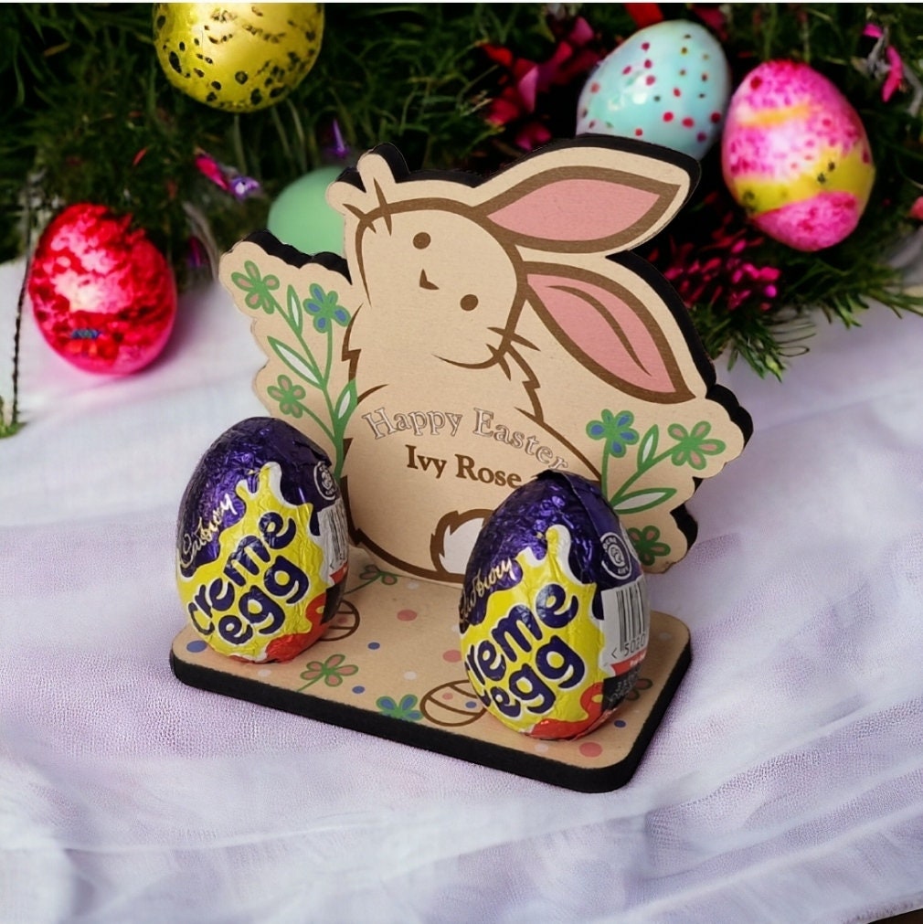 Personalised Easter Bunny egg Stand Great easter gift Funny, Kids, Child, stand, valentines day, birthday present, bunny - egg hunt - treats