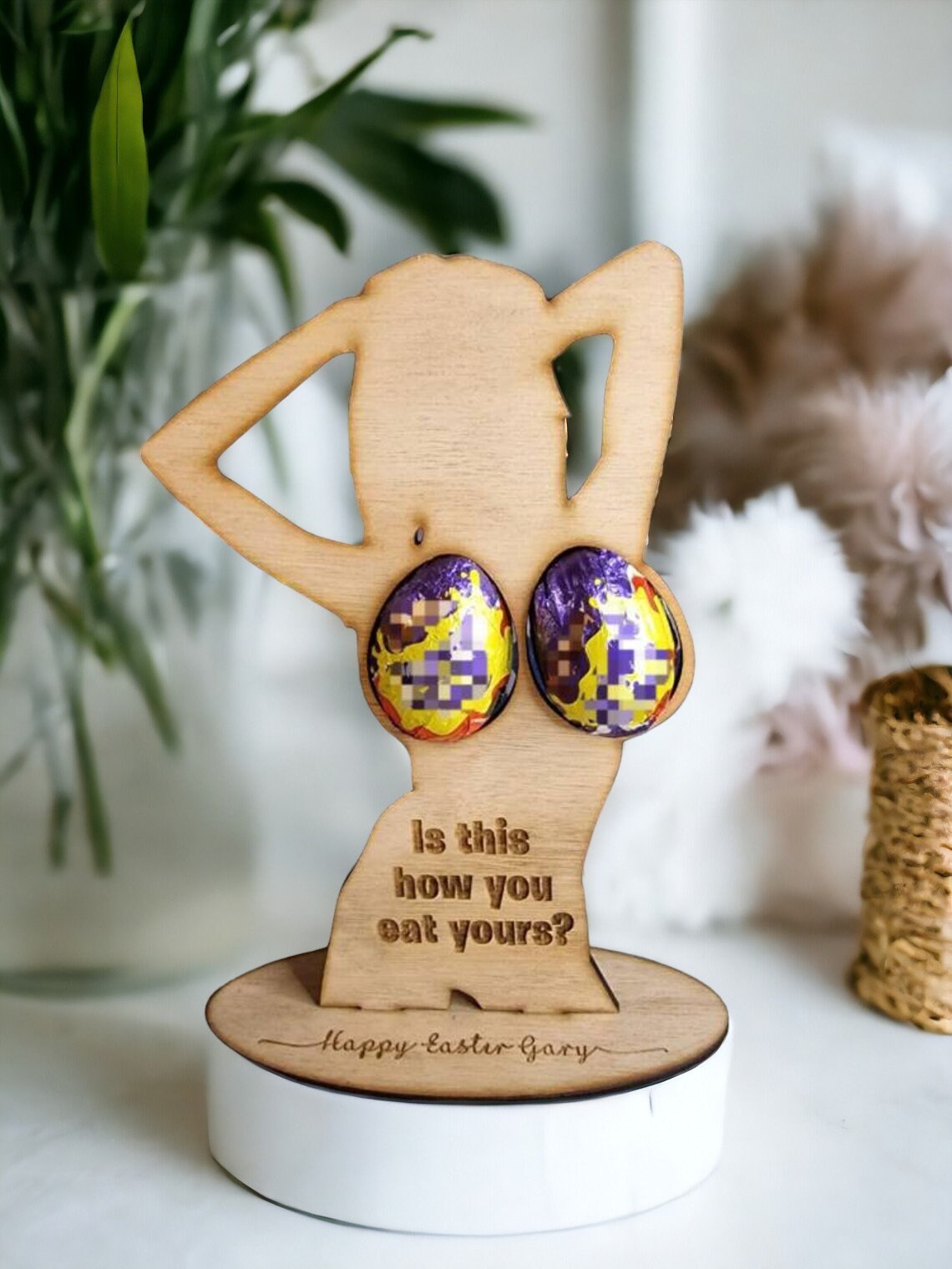 Adult Easter Gift - Personalised Novelty boobs egg holder - Funny, prank, joke, stand, valentines day, birthday present, hen, stag, adult
