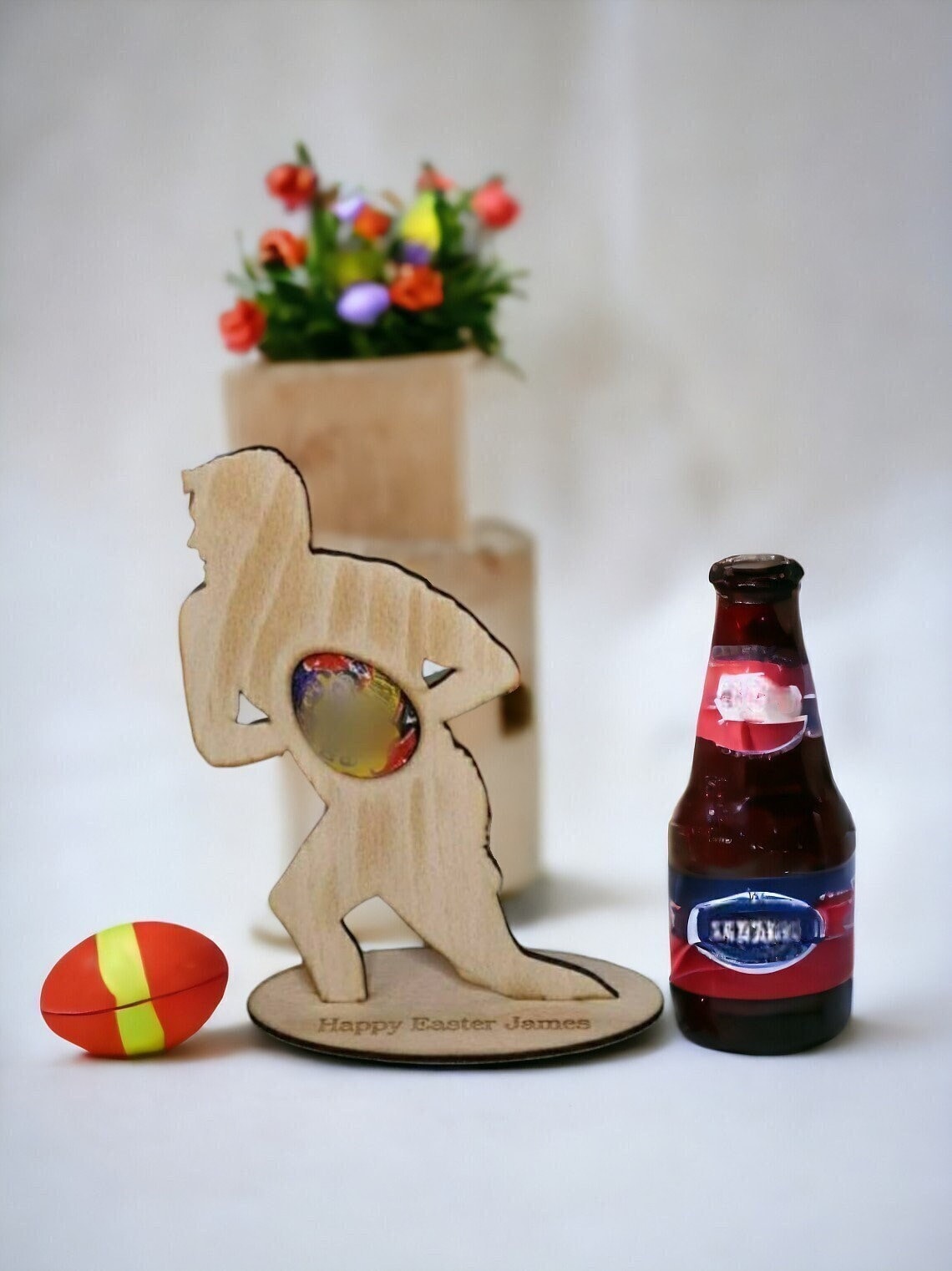 Personalised Novelty rugby egg holder! Great easter gift! Rugby league, super, stand, valentines day, birthday present, ball