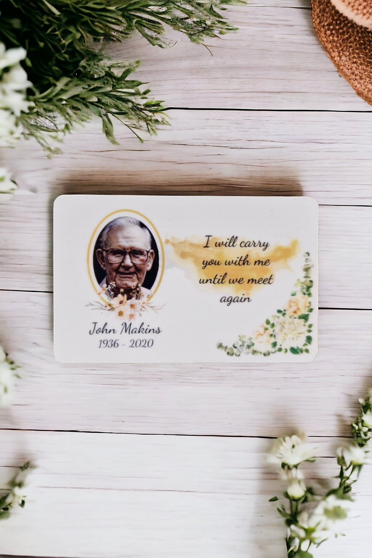 Personalised Memorial Wallet - Purse card - Funeral - Anniversary - Memory - Sentimental - Gift - Thoughtful -Present - Grave decor - Unique