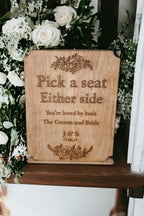 Personalised rustic wedding sign for seating - Unique - Display - Family - marriage sign - photography - flatlay - decoration -