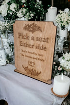 Personalised rustic wedding sign for seating - Unique - Display - Family - marriage sign - photography - flatlay - decoration -
