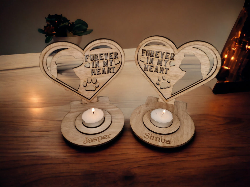 Personalised pet memorial candle holder - Stunning remembrance item - Display - Memories - Dog - Cat - Anniversary of death - Funeral - Urn