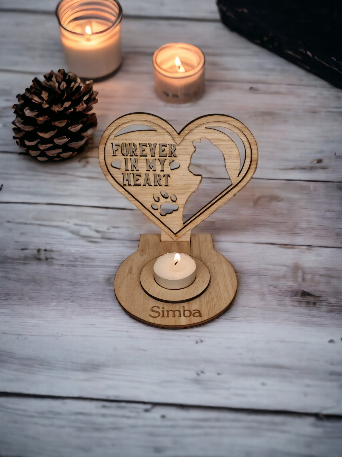 Personalised pet memorial candle holder - Stunning remembrance item - Display - Memories - Dog - Cat - Anniversary of death - Funeral - Urn
