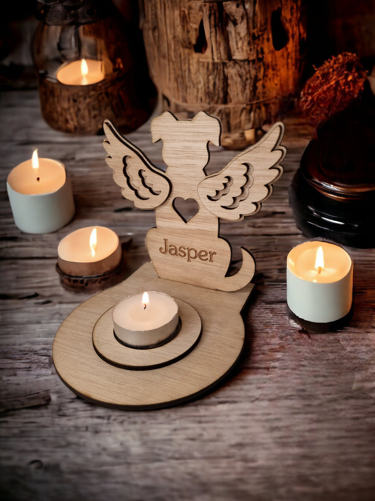 Personalised pet memorial candle holder - Stunning remembrance item - Display - Memories - Dog - Cat - Anniversary of death - Funeral - Urn