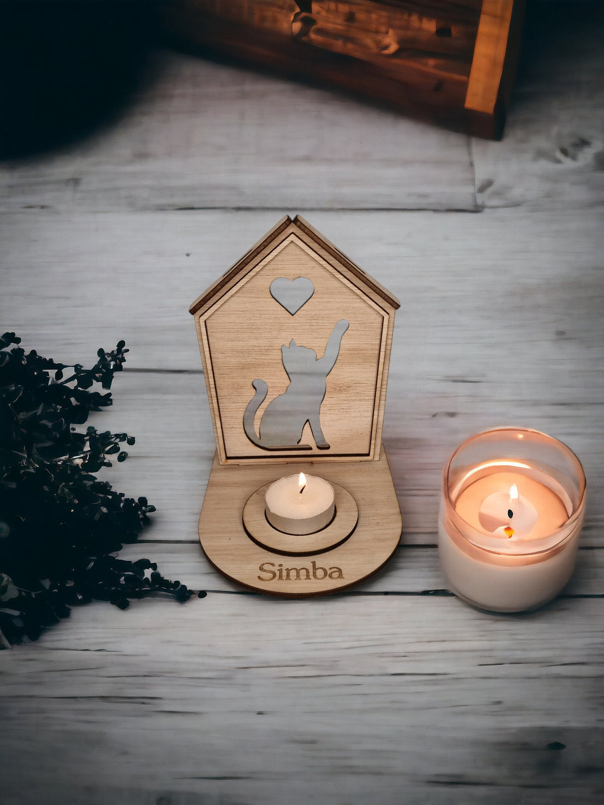 Personalised pet memorial candle holder - Stunning remembrance item - Display - Memories - Dog - Cat - Anniversary of death - Funeral - Urn