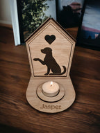 Personalised pet memorial candle holder - Stunning remembrance item - Display - Memories - Dog - Cat - Anniversary of death - Funeral - Urn