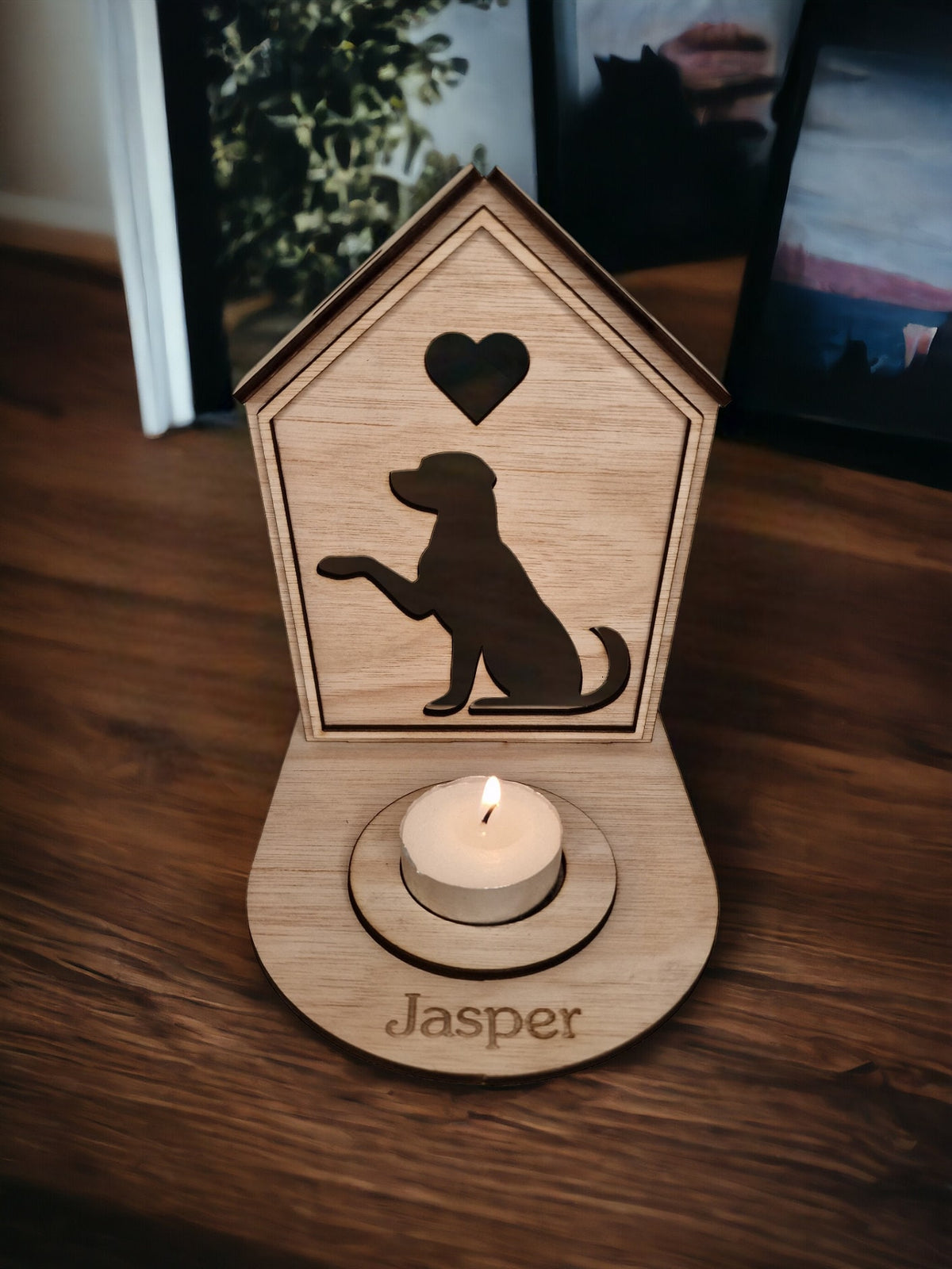 Personalised pet memorial candle holder - Stunning remembrance item - Display - Memories - Dog - Cat - Anniversary of death - Funeral - Urn
