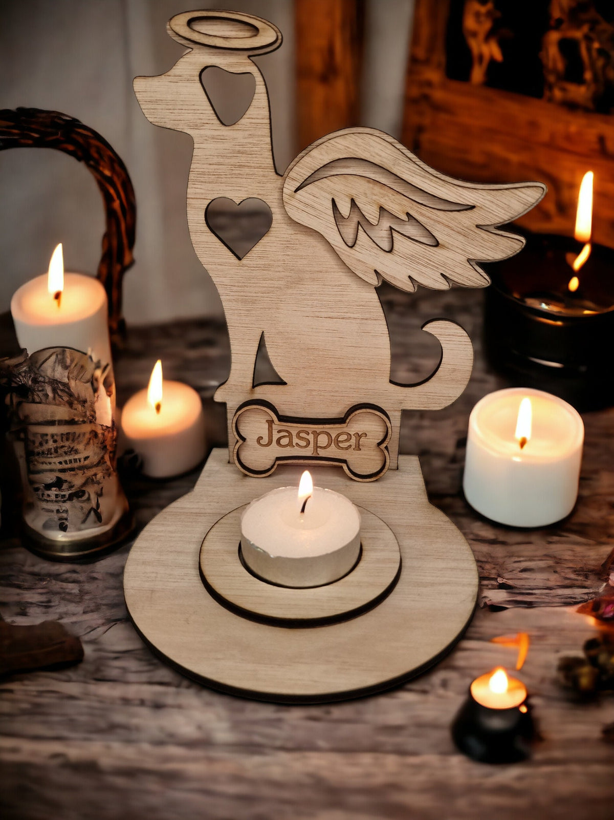 Personalised pet memorial candle holder - Stunning remembrance item - Display - Memories - Dog - Cat - Anniversary of death - Funeral - Urn