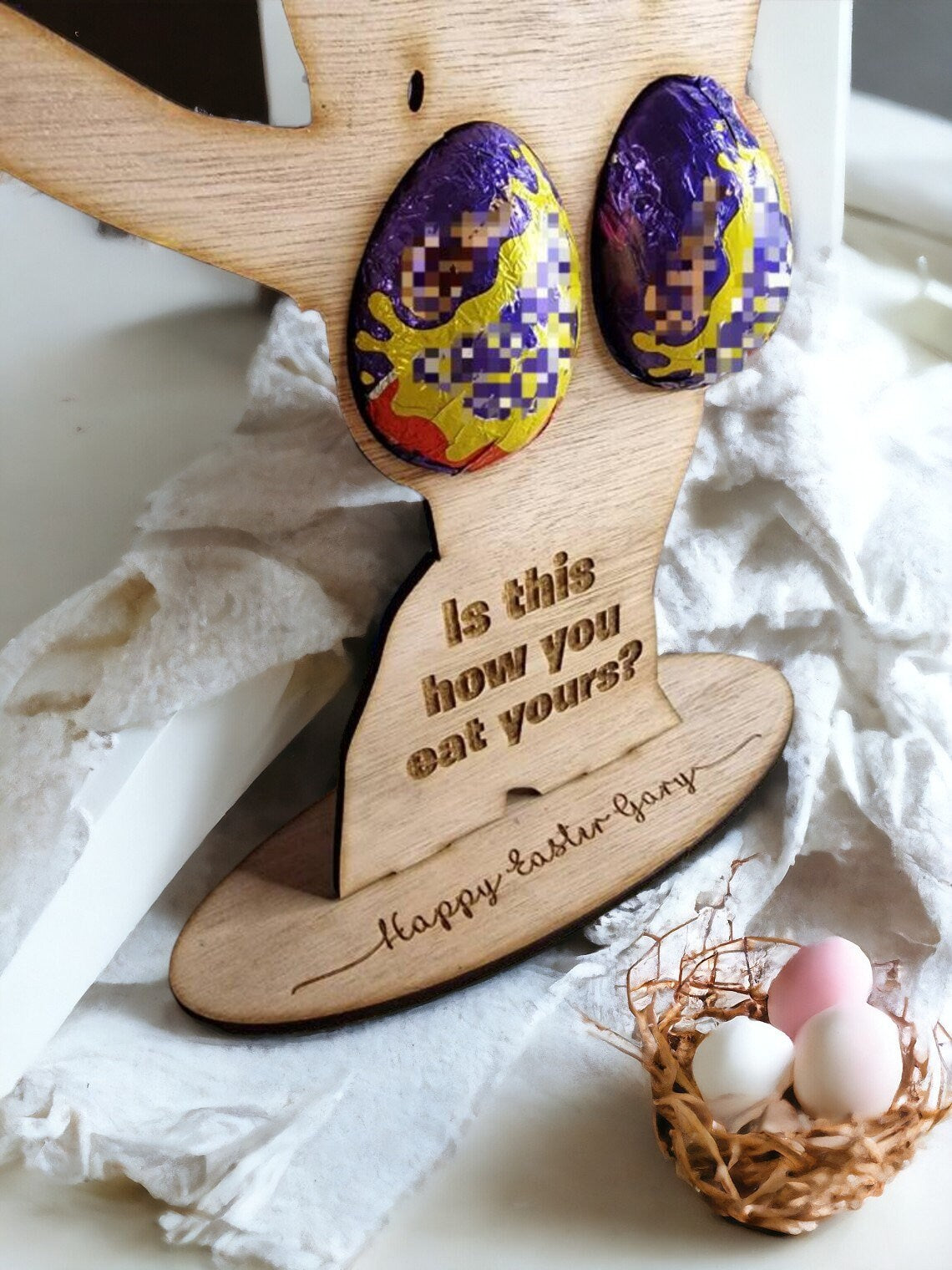 Adult Easter Gift - Personalised Novelty boobs egg holder - Funny, prank, joke, stand, valentines day, birthday present, hen, stag, adult