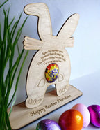 Adult Easter Gift!! Personalised Novelty bunny egg holder! Funny, prank, joke, stand, valentines day, birthday present, hen, stag, poem, poo