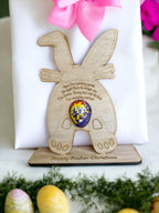 Adult Easter Gift!! Personalised Novelty bunny egg holder! Funny, prank, joke, stand, valentines day, birthday present, hen, stag, poem, poo