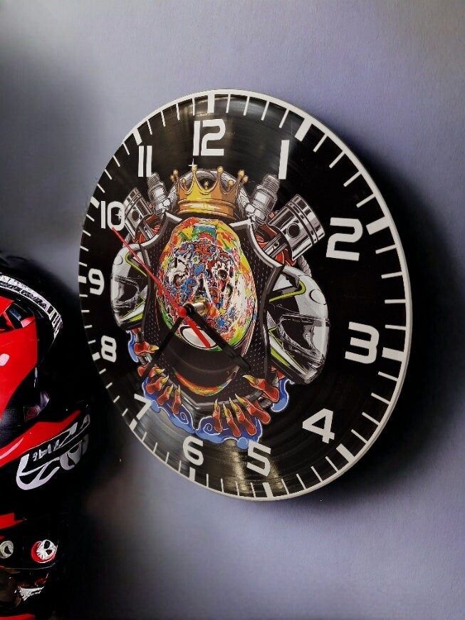Motorbike Clock - superbike - Offroad - Bike - Crosser - Scrambler - Display - Man Cave - Bar - Decor - made with re-purposed vinyl records