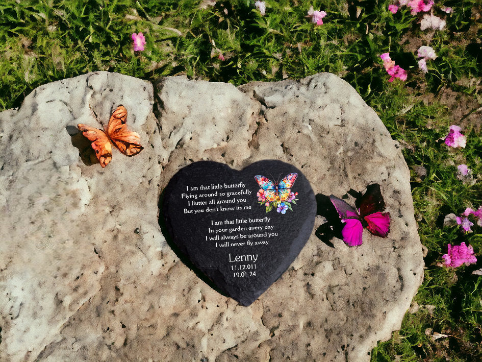 Personalised Butterfly Memorial grave marker, memorial slate - Memory - Indoor - Outdoor - Garden - Caravan - side - Candle Display - Gift